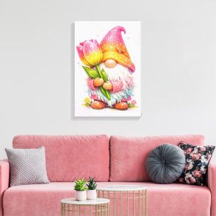 Gnome holding a tulip  canvas print