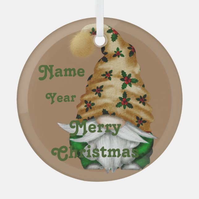 Gnome Holiday Christmas Ornament (Front)