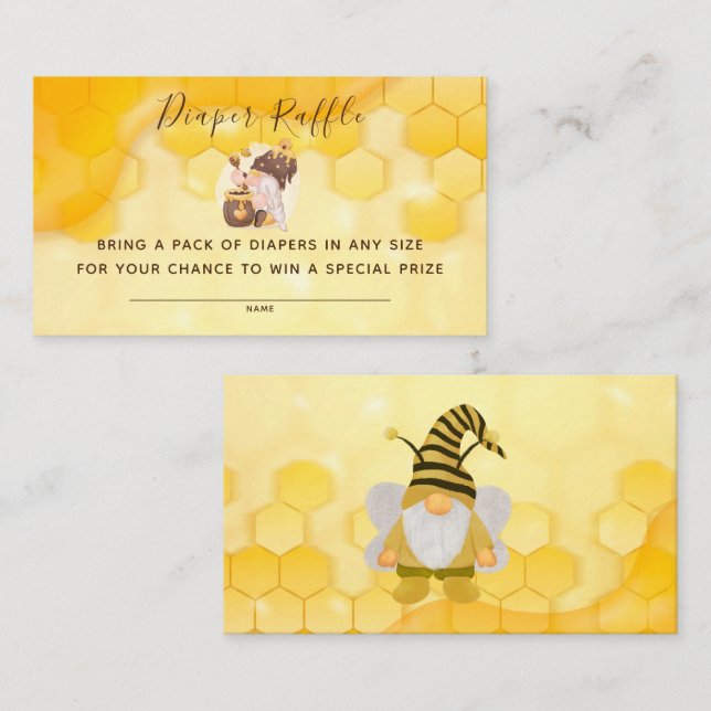 Gnome Honeycomb Diaper Raffle Baby Shower Business Card (Front/Back)