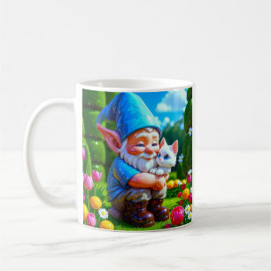Gnome Hugging Cat Coffee Mug