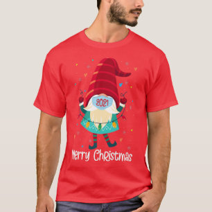 Gnome In Mask Funny Gnome in Mask Merry Christmas T-Shirt