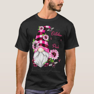 Gnome In October We Wear Pink Breast Cancer Awaren T-Shirt