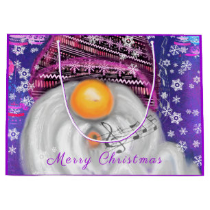 Gnome In Purple Hat Sings A Christmas Song Large Gift Bag