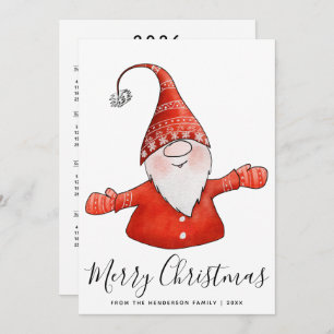 Gnome in Red 2025 Calendar Merry Christmas Nordic Holiday Card