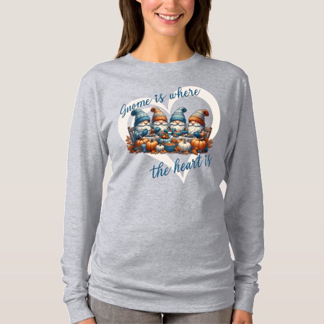 Gnome Is Where The Heart Is | Fall Gnome T-Shirt (Front)