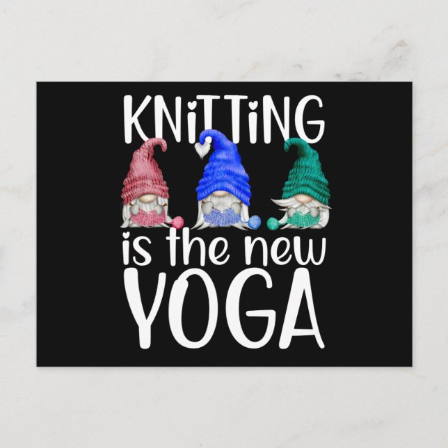 Gnome Knitting Knitting Is The New Yoga Postcard (Front)