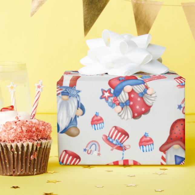 Gnome Labor Day America Celebration Day  Wrapping Paper (Birthday Party)