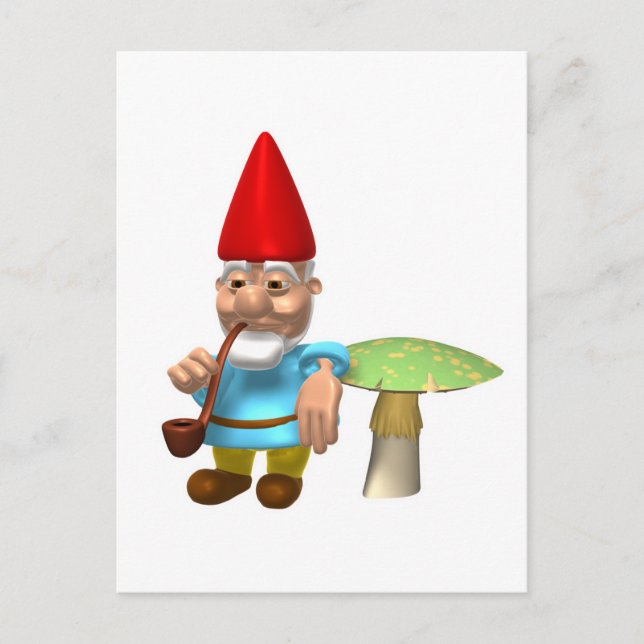gnome leaning on mushroom postcard (Front)