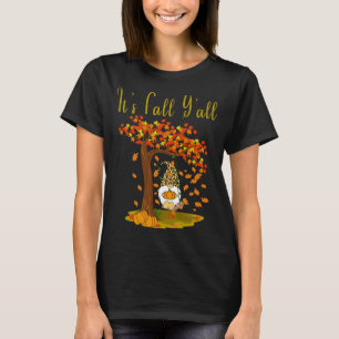 Gnome Leopard Fall Pumpkins Cute It's Fall Y'all T T-Shirt