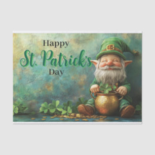 Gnome Leprechaun and Pot of Gold St. Patrick's Day Tissue Paper