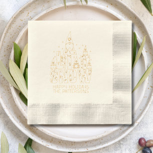Gnome Let It Snow Christmas Holidays Personalised  Foil Napkins