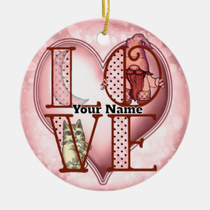 Gnome Love Ceramic Tree Decoration