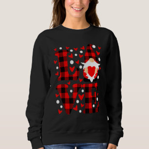Gnome Love Holding Heart Buffalo Plaid Happy Valen Sweatshirt
