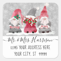 Gnome Love Joy Peace Christmas Card Address