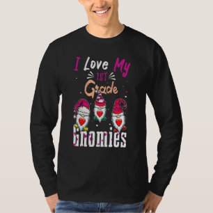 Gnome Love My 1st Grade Teacher Hearts Day Valenti T-Shirt