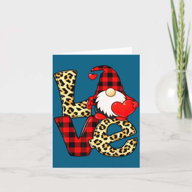 Gnome Love Valentine Gnomes Valentines Day Men Wom Card (Front)