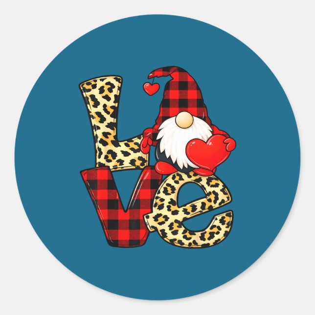 Gnome Love Valentine Gnomes Valentines Day Men Wom Classic Round Sticker (Front)