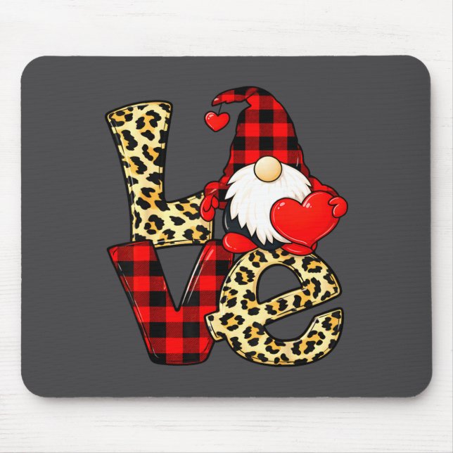 Gnome Love Valentine Gnomes Valentines Day Men Wom Mouse Pad (Front)