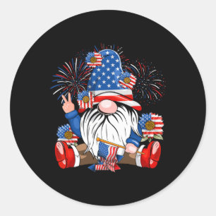 Gnome Lovers American Flag Independence Day 4th Of Classic Round Sticker