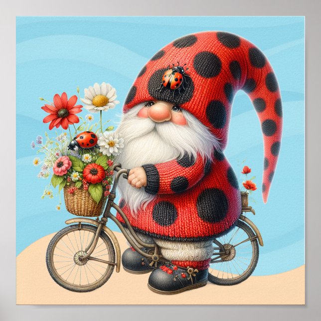 Gnome loves ladybugs poster (Front)