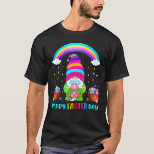Gnome Mask Happy Easter Day Rainbow Colourful Egg T-Shirt