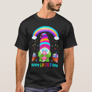 Gnome Mask Happy Easter Day Rainbow Colourful Egg T-Shirt