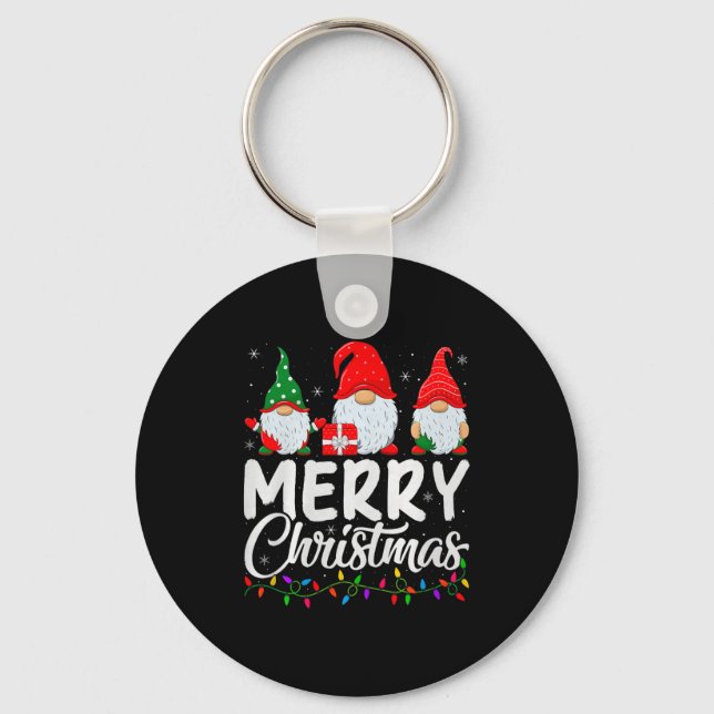 Gnome Merry Christmas Pajamas Matching Family Grou Key Ring (Front)