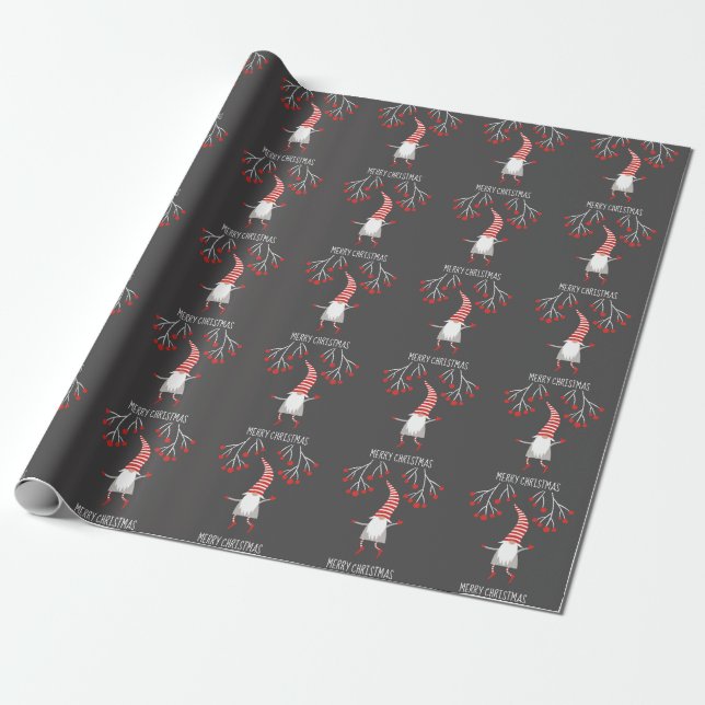 Gnome | Merry Christmas Wrapping Paper (Unrolled)