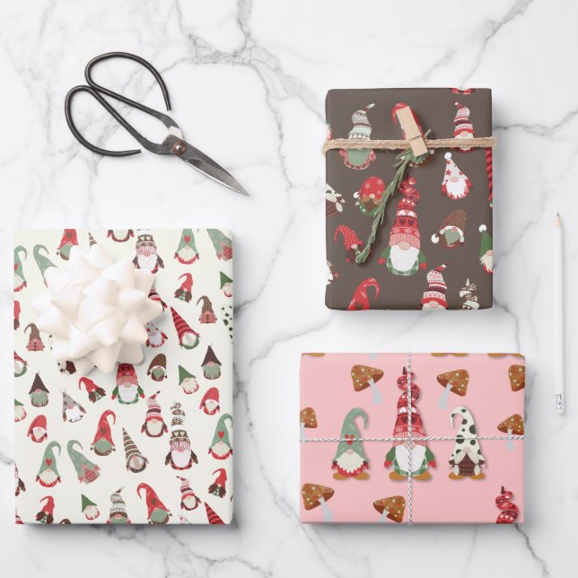 Gnome Merry Little Christmas Wrapping Paper Sheet (Front)