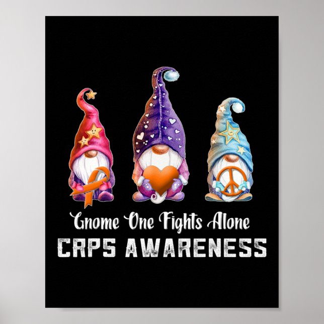 Gnome Nobody Fights RSD CRPS Awareness Alone CRPS  Poster (Front)