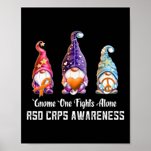 Gnome Nobody Fights RSD CRPS Awareness Alone RSD C Poster (Front)