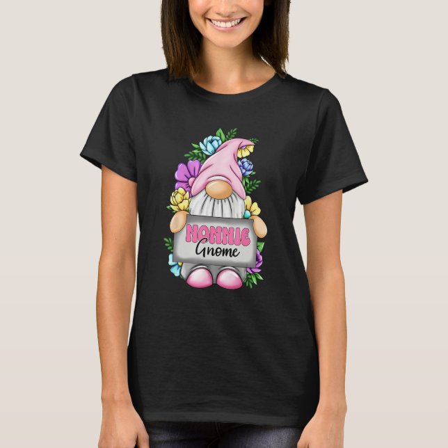 Gnome Nonnie Happy Mother s Day Flower For Mom Gno T-Shirt (Front)