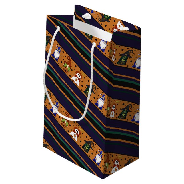 Gnome-o-Ween Stripe (Small) Gift Bag (Back Angled)