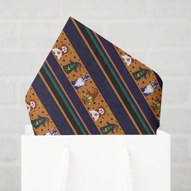 Gnome-o-Ween Stripe (Small) Tissue Paper (Gift Bag)