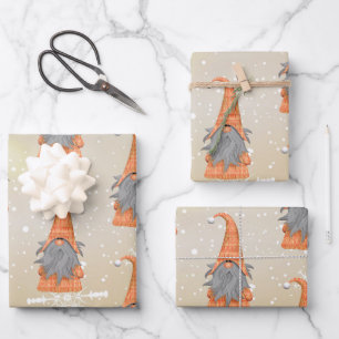 Gnome on Beige Background Wrapping Paper Sheet