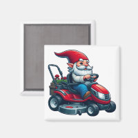 Gnome on Riding Lawn Mower with Flower Basket
