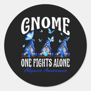Gnome One Fights Alone Alopecia Awareness 1 Classic Round Sticker