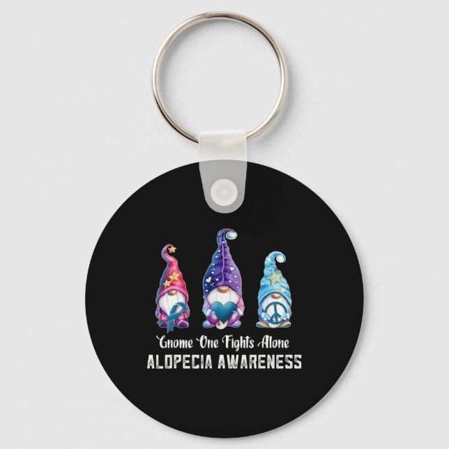 Gnome One Fights Alone Alopecia Awareness  Key Ring (Front)