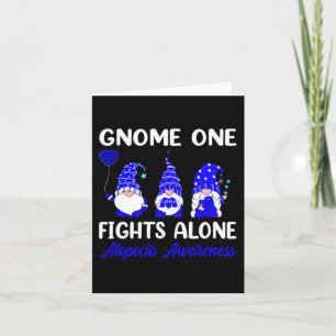 Gnome One Fights Alone Blue Ribbon Alopecia Awaren Card