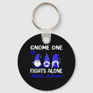 Gnome One Fights Alone Blue Ribbon Alopecia Awaren Key Ring