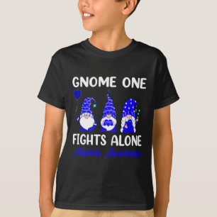 Gnome One Fights Alone Blue Ribbon Alopecia Awaren T-Shirt