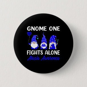 Gnome One Fights Alone Blue Ribbon Ataxia Awarenes 6 Cm Round Badge