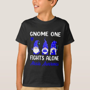 Gnome One Fights Alone Blue Ribbon Ataxia Awarenes T-Shirt