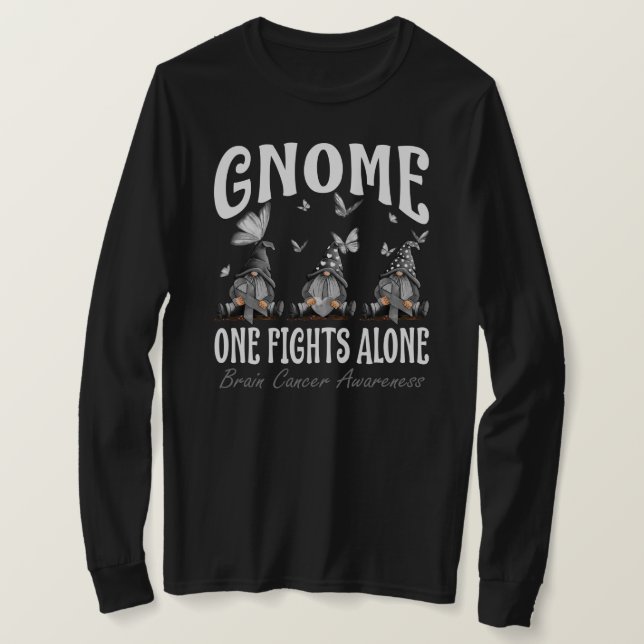 Gnome One Fights Alone Brain Cancer Awareness T-Shirt (Design Front)