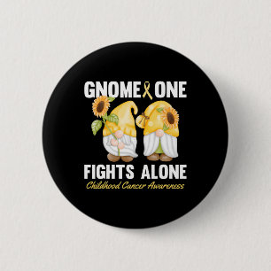 Gnome One Fights Alone Childhood Cancer Awareness  6 Cm Round Badge