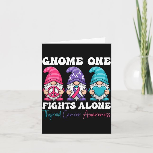 Gnome One Fights Alone - Christmas Thyroid Cancer  Card (Front)