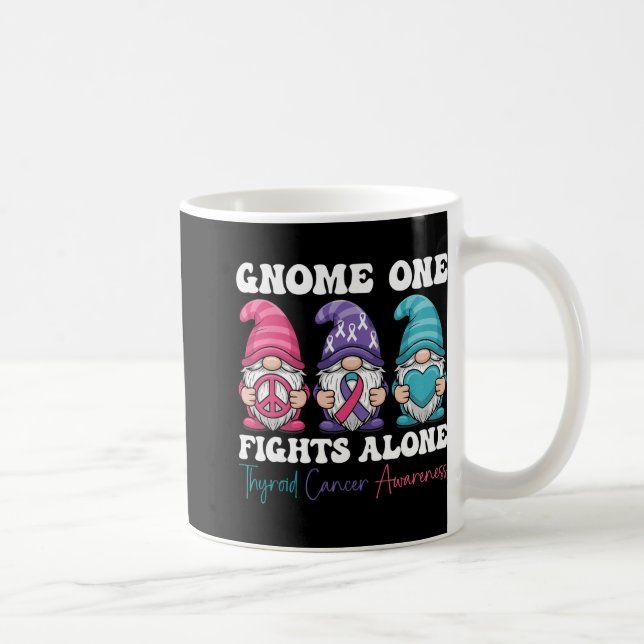 Gnome One Fights Alone - Christmas Thyroid Cancer  Coffee Mug (Right)
