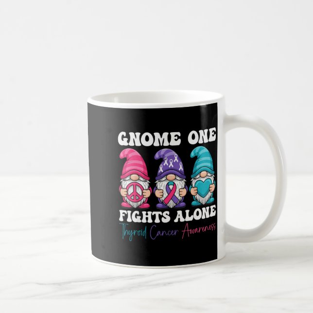 Gnome One Fights Alone - Christmas Thyroid Cancer  Coffee Mug (Right)