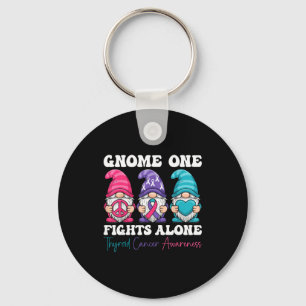 Gnome One Fights Alone - Christmas Thyroid Cancer  Key Ring