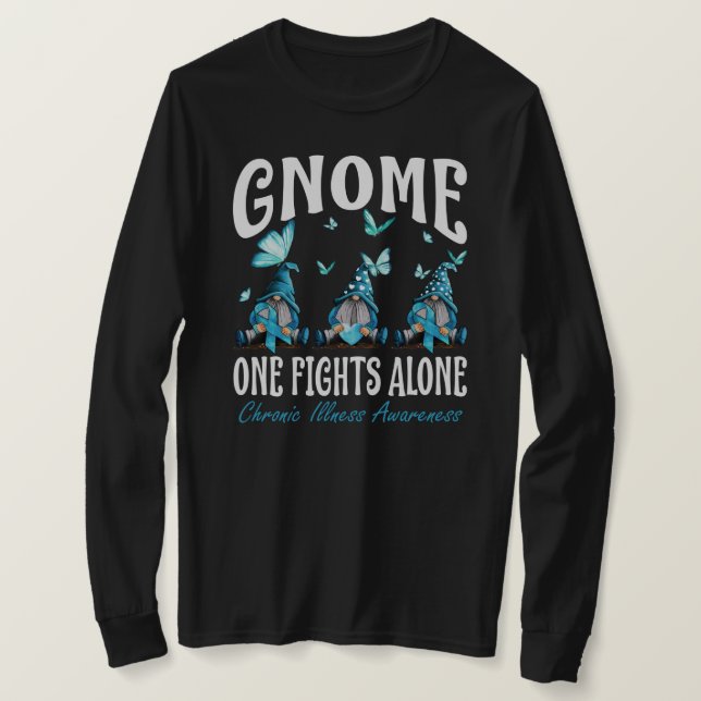 Gnome One Fights Alone Chronic Illness Awareness T-Shirt (Design Front)
